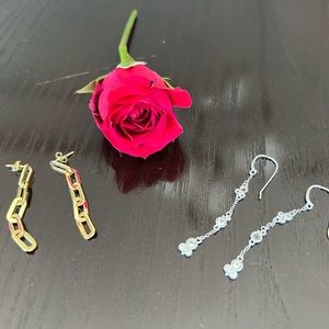 Judith Ripka dangle earrings. Sterling silver and 14K gold plated. Never worn!